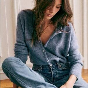 Sézane Gaspard Cardigan in Vintage Blue